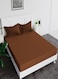 Fitted Bed Sheet +2Pcs Pillow Covers, King/Queen/Double/Single Sizes, Color Brown