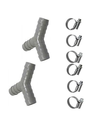 Washing Machine Dishwasher Drain Hose Y Connector Splitter Kit, 17mm, 2pcs