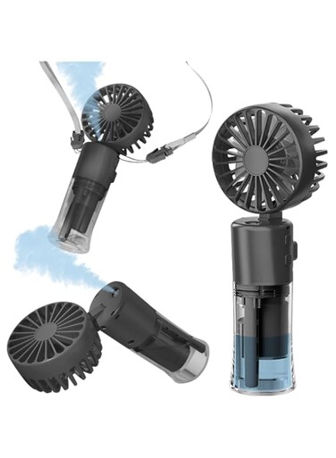 Handheld Fan Portable Fan,Fohome Rechargeable Mini Mister Fan 4 Speeds &amp; 20ml Spray &amp; 90&deg;Foldable Neck Fan for Travel Camping Outdoor (black)