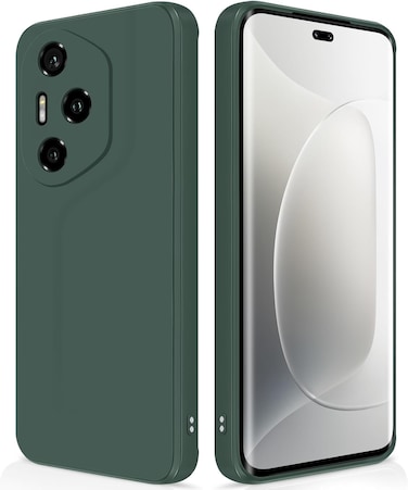 Case for Honor 300 Pro 5G, Liquid Gel Rubber Bumper Case with Soft Microfiber Lining Cushion Slim Shockproof Protective with Camera Protection Cover for Honor 300 Pro (Green)