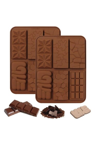 Pack 6 in 1 Silicone Break Apart Chocolate Bar Mold, Silicone Molds for Wax Melts Non Stick Homemade Protein and Energy Bar Mould