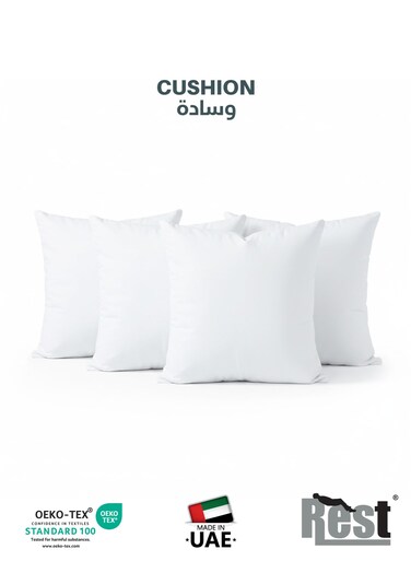 Bedding Throw Pillows Insert Cushion Filler Outer Cover Microfiber Filling 350 grams Ultra Soft Fiber Size 40x40cm , 16x16inch Cushion Inserts Home Decor White (Pack of 4)