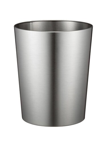 iDesignround Metal Waste Basket, The Patton Collection - 8" X 8" X 9.7", Brushed Stainless Steel