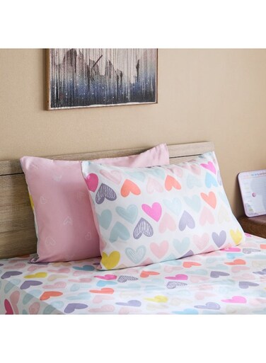 Box Nora Hearts Microfibre Pillow Cover Set for Kids
