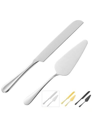 Serving Set, Cake Pie Pastry Servers, Stainless steel Cake Knife and Server Set Perfect For Birthday, Wedding, Parties and Events (Silver)