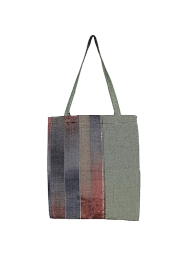 Shanta Omash Wide Strips Handmade Tote Bag (Large, Violet Gold)