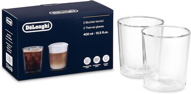 Double Wall Thermal Glasses Set of 2, 400ml, Hand-Blown Borosilicate Glass, Thermal Insulated, Condensation-Free, Dishwasher and Microwave Safe - DLSC318