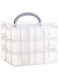 Tazweeq 3-Tier Stackable Storage Container Box with 18 Compartments, Plastic Craft Organizer Case Tool Storage Bins for Jewelry Beads, Washi Tapes, Seed, Hair Accessories, Nail