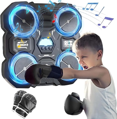 Music Boxing Machine With Boxing Gloves, Smart Music Boxing Machine With Light Adjustable Speed, Electronic Boxing Machine Wall Mounted Music Boxing Game For Kids Home Workout Stress Relief