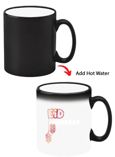 Color Changing Heat Sensitive Ceramic Mug, Image Revealed When HOT Liquid is Added! Eid Mubarak white