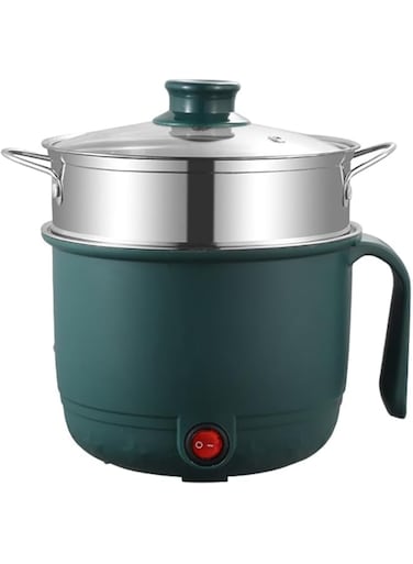 Electric Pot Electric Hot Pot 1.5L Mini Pot Electric Cooker with Stainless Steel Steamer, There is Overheating Protection to Prevent Burning Dry Ideal for Stews Soups Hot Pots and Noodles