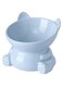 Monirf Ceramic Raised Cat Food Bowl, Tilted Elevated Cat Bowl, Anti Vomiting Cat Feeding Bowl for Cats and Small Dogs (Blue)