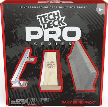 مجموعة Tech Deck Pro Series Daily Grind Pack مع 3 عوائق، مصممة للمحترفين؛ ألعاب أطفال من سن 6 سنوات فما فوق (لوح التزلج المصغر يباع بشكل منفصل)