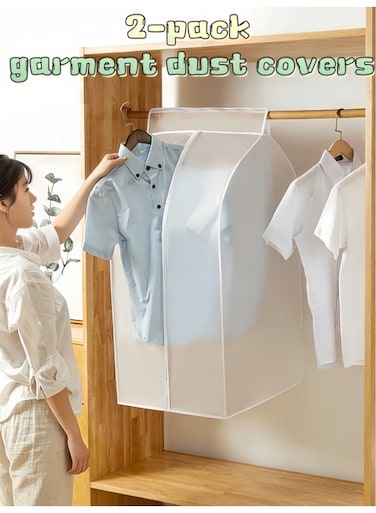 PCS Clothes Storage hanging Bag with Zip, Coat, Blazer, Suit, Saree Cover for Wardrobe, Moisture-Proof, Insect-Repellent, Large Capacity Clothing Organizer (60*50*90CM)