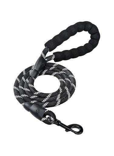 Mumoo Bear 5 Ft Strong Dog Leash With Comfortable Padded Handle And Highly Reflective Threads Dog Leashes For Medium And Large Dogs (Black)