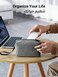 UGREEN Hard Drive Bag, Digital Storage Leather Bag, Electronic Accessories Gadget Organizer Case with Grid Layered, Travel Gear Storage Carrying Sleeve Pouch for USB Cable, Earphones, Power Banks