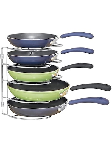 INTERDESIGN Bosphorus Pan Kitchen Organizer, 48770ES, Steel, Silver, H21.8 x W27.8 D17.6 cm