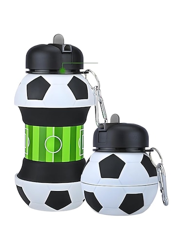 VanWon Flexible Collapsible Kids Water Bottles Foldable Sports Water Bottle bpa free Leakproof Water Bottle with lid Carabiner 550ml Capacity (White)