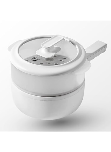 Portable Ceramic Electric Frying Pan, Electric Pot for Cooking, Small Nonstick Electric Skillet with Lid and Steamer, Self Heating Electric Cooker for Dorm Rooms, Camping, RVs, Work &amp; More