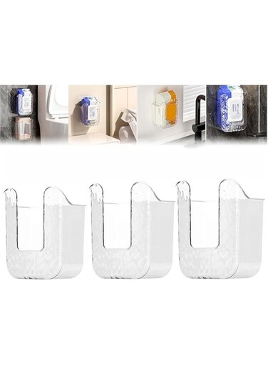 Rayyan 3 PCS Kitchen Wipes Storage Box - Wall Mounted Tissue Holder - Wet Wipes Dispenser Box - No Punching Wall Hanging Tissue Holder - Refillable Wipes Container Box for Kitchen Bedroom Bathroom