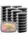 Blueberry 1000ml - Rectangular Disposable Food Container - Black Base With Clear Lid (HOT &amp; COLD USE) 32 ounce (50)