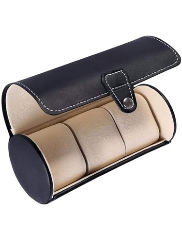 SKEIDO Watch box PU leather 3-bit cylinder high-end watch box Jewelry watch storage display box
