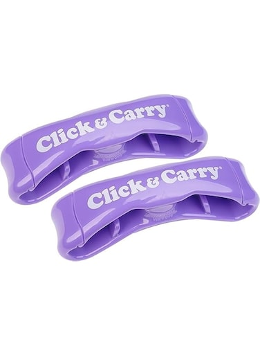 Click &amp; Carry Grocery Bag Carrier as seen on Shark Tank with Soft Cushion Grip (Purple, 2-Pack)   Hands Free Grocery Bag Carrier   Plastic Bag Holder   Sports Gear Carrier   Click and Carry with Ease
