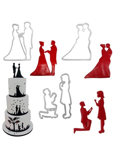OHM 9pcs Valentine Wedding Couple Cookie Fondant Cutter Set for Anniversary/Bridegroom Bride /Engagement Cake Decorating Sugarcraft Cutting Tool-