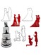 OHM 9pcs Valentine Wedding Couple Cookie Fondant Cutter Set for Anniversary/Bridegroom Bride /Engagement Cake Decorating Sugarcraft Cutting Tool-