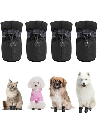 CALHNNA Dog Shoes Puppy Paw Protectors Dog Shoes for Hot Pavement Dog Boots with Anti Slip Socks Cat Dog Booties for Small Medium Dogs Pink 3 Black 3