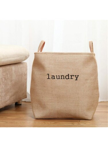 XJZM Large Waterproof Coated Hamper, Hemp Cotton Fabric Folding Laundry Basket, Waterproof Laundry Basket, Toy Bucket (yellow,43 * 41 * 33cm)