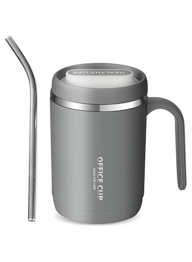 AYVICCO Coffee Mug with Handle, 12oz Stainless Steel Insulated Coffee Travel Mug, Double Wall Vacuum Reusable Coffee Cup with Lid, Perfect for Hot/Ice Coffee, Tea, Beer (Gray)