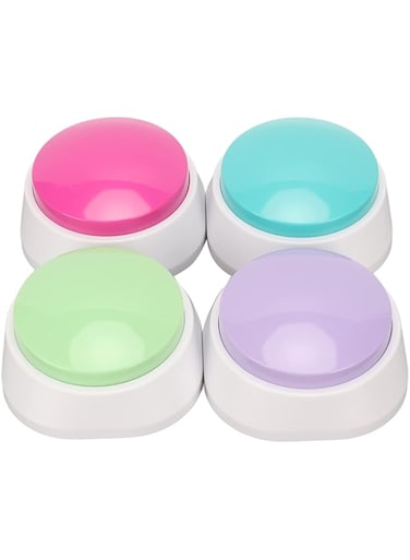 Sorandy Recordable Answer Buzzer Talking Training Dog Pet Button Teach Your Dog to Talk Game Show Buzzer Recordable Set of 4 for Communication