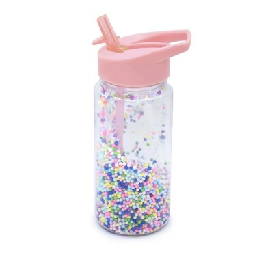 Double Wall Water Bottle &acirc;&euro;&ldquo; Foam Balls Girl Colors   300 ml   Flip-Top Straw Lid   Easy Grip Handle   Kids Water Bottle (6 Units/Inner)