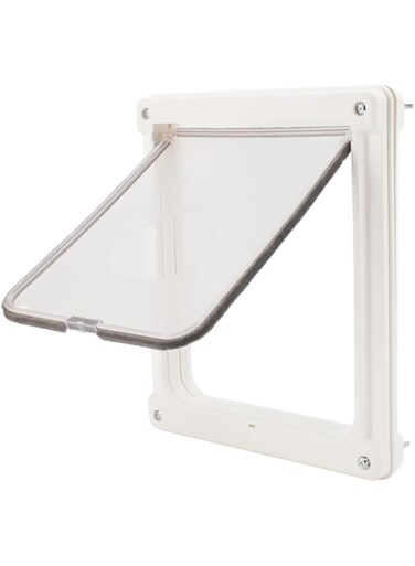 gernie Cat Flap Door, 2 Way Weatherproof Pet Door, Noiseless Cat Dog Door Ffor Interior Exterior Doors, Flap Dog Door Cat Door for Pet Crate Enclosure, Easy to Install (S 30‑38 Size)