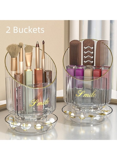 Transparent Makeup Brush Organizer, Acrylic Cosmetic Brush Organizer, Cute Desktop Brush Holder Easy to Hold 2pcs Size (17&times;11) cm