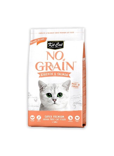 طعام قطط خالي من الحبوب بالدجاج والسلمون - 1 كجم