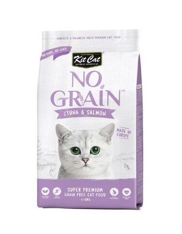 Kit Cat No Grain Tuna &amp; Salmon Dry Cat Food &ndash; 10kg   Grain-Free, High Protein, Healthy Digestive Care