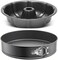 2PCS Nonstick Cake Pan Set &ndash; Fluted Ring Cake Mold &amp; Springform Pan (Leakproof, Removable Bottom)   Carbon Steel Bakeware for Cheesecake, Baking, Oven Safe, Easy Release