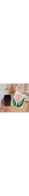 BIOPLJ Simple Clean Modern Style Tulips Wastebasket with 20 garbage bags, Large Open Top Trash Bin, White Garbage Can with Removable Plastic Bin, Decorative Trash Can for Home (square)