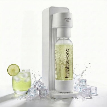 bubblebro Versa Soda Maker Machine - No CO₂ Cylinder Included - Comes with a 1L BPA-Free Carbonating Bottle - Carbonate Any Drink (White)