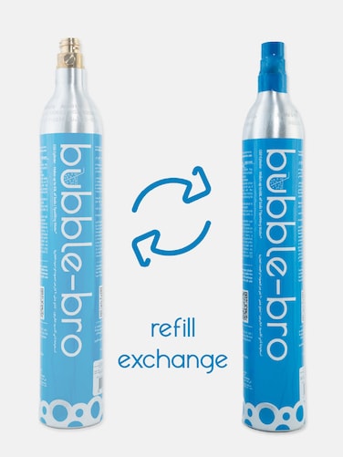 bubblebro 60L CO₂ Cylinder Refill Exchange - Exchange Empty Cylinder with a Full Cylinder - 410g Food-Grade CO₂, Compatible with Soda Machine &amp; Other Standard EU/US 60L Soda Makers