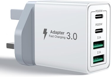 USB C Charger PD 40W 4Port iPhone Fast Charger Adapter Multiple Type C Charging Plug USB Wall Charger for iPhone 16 15 14 13, iPad Pro/Air, Galaxy S24 S23 S22, MacBook Pro/Air, Laptop Dell HP