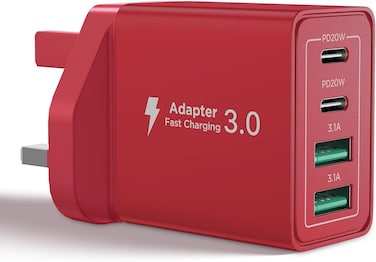 شاحن USB-C PD بقوة 40 واط مع 4 منافذ لشحن سريع لهواتف iPhone، شاحن USB متعدد المنافذ، شاحن حائط USB-C