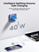 قابس USB C، شاحن آيفون، شاحن جداري سريع بقدرة 40 واط ومزود بأربعة منافذ USB، وحدة شحن USB C لآيفون 17 16 15 14 13، آيباد برو/آير، جالاكسي S24 S23، ماك بوك برو/آير، لابتوب ديل وإتش بي