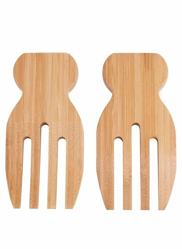Bamboo Salad Hands Set of 2, Perfect for Tossing and Serving Fresh Salads with Style