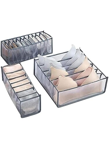 JANNAH 3Pcs Clothes Storage Organizer Storage Box Cabinets Clothes Organizer For Underwear Bra Ties