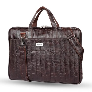 Bagneeds&reg; Croco PU Leather Laptop Messenger Bag for Men and Women   Brown   S9LD