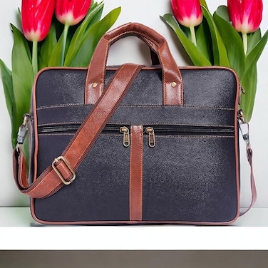 Bagneeds&reg; Men's Brown PU Leather Laptop Messenger Bag Satchel for Men and Women - Elegant &amp; Durable   Black   CN53