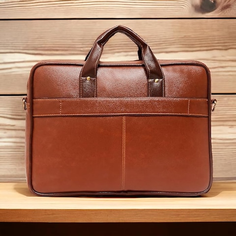 Bagneeds&reg; Men&#39;s Brown PU Leather Laptop Messenger Bag Satchel for Men and Women - Elegant &amp; Durable   Tan   NQ4L
